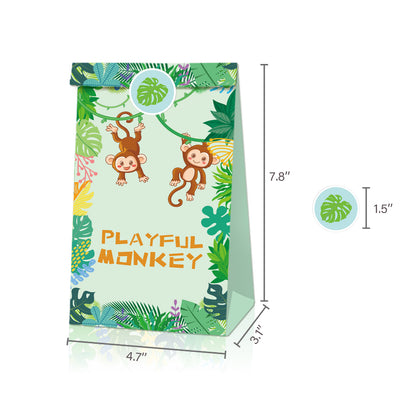 Wild Animals Jungle Safari  Paper Bags, 12-pc