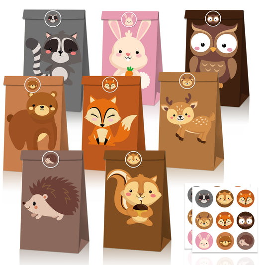 Woodland Animals Paper Bags, 12-pc