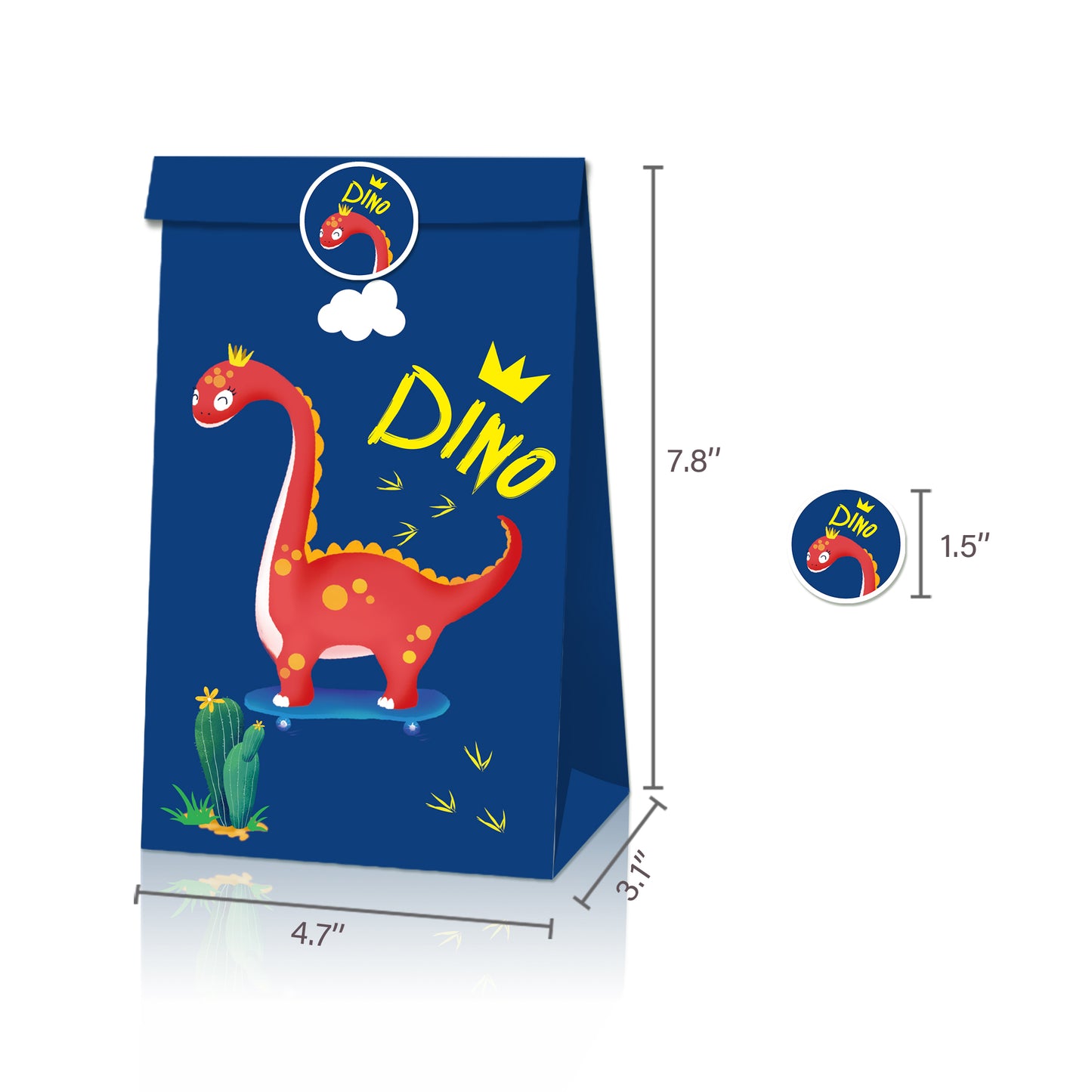 Dinosaur Unisex Paper Bags, 12-pc