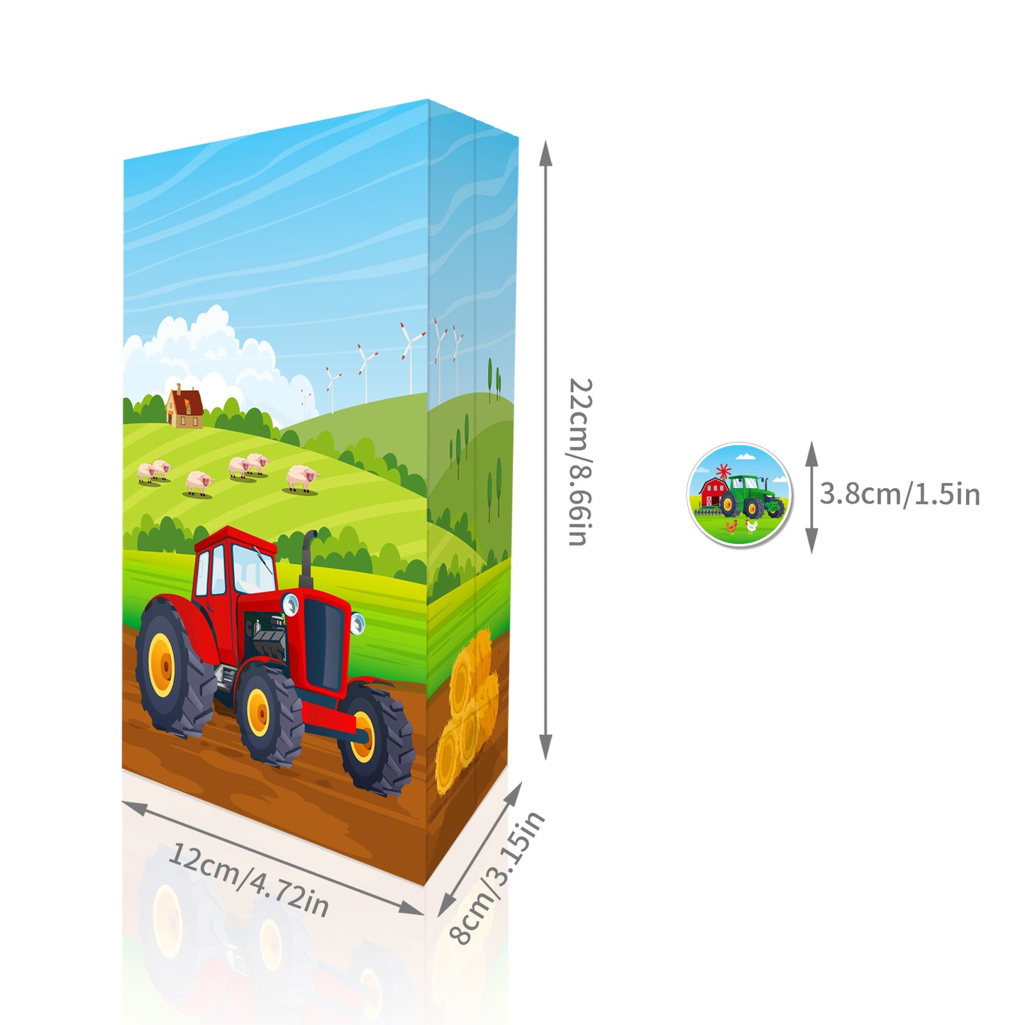 Farm Tractor Paper Bags, 12-pc