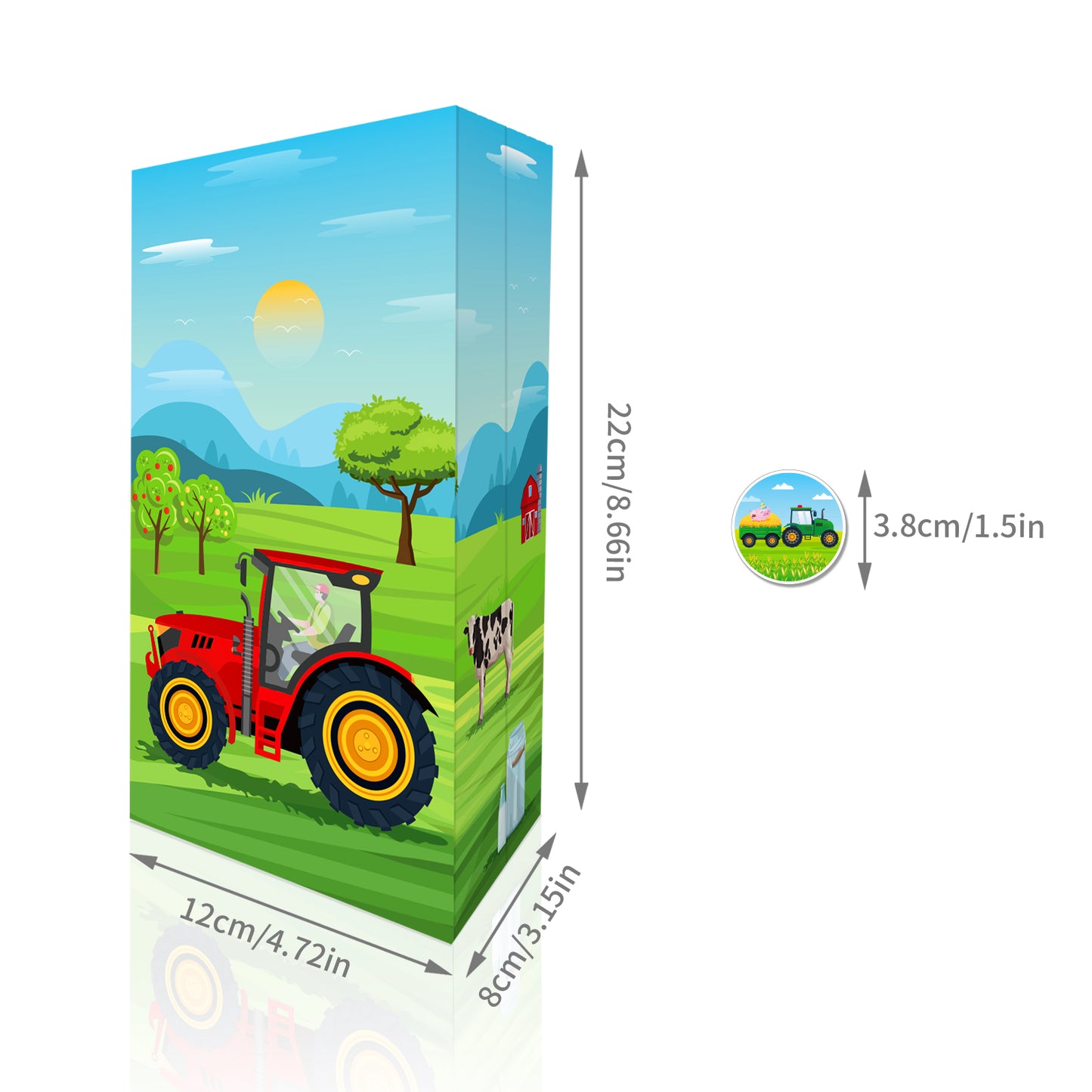 Farm Tractor Paper Bags, 12-pc