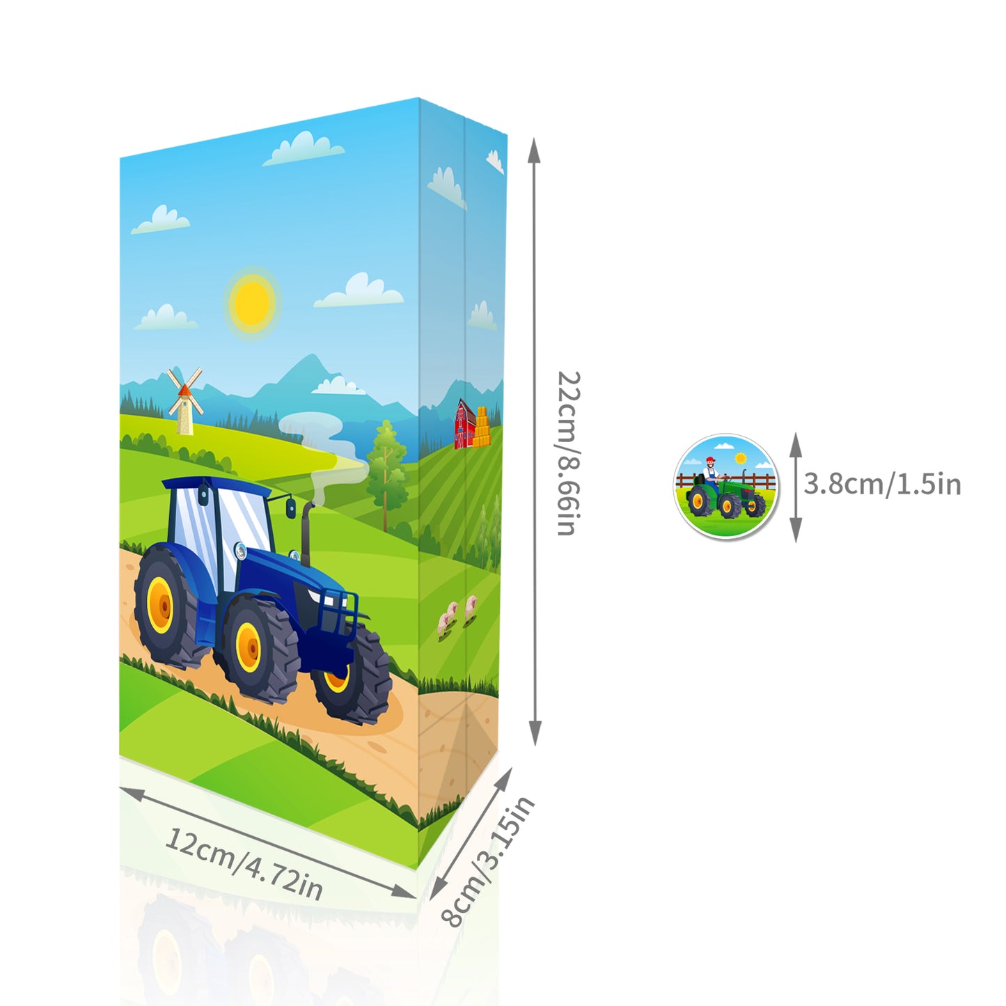 Farm Tractor Paper Bags, 12-pc