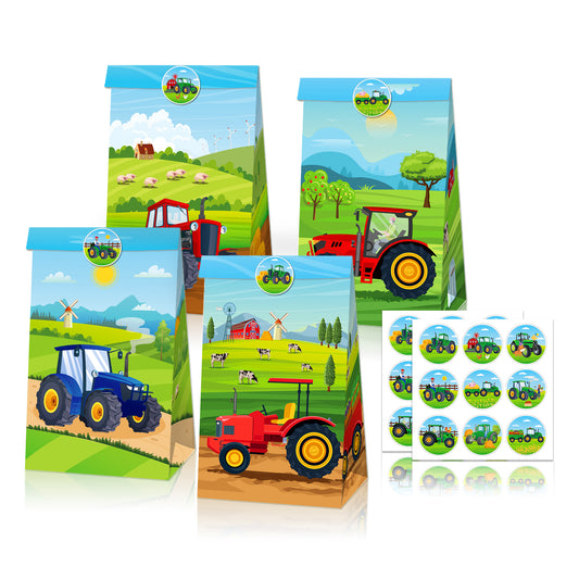 Farm Tractor Paper Bags, 12-pc