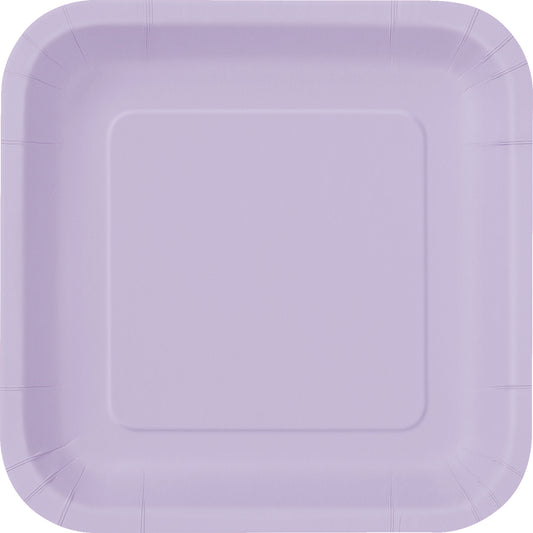 Lavender Solid Square 9" Dinner Plates, 14-pc