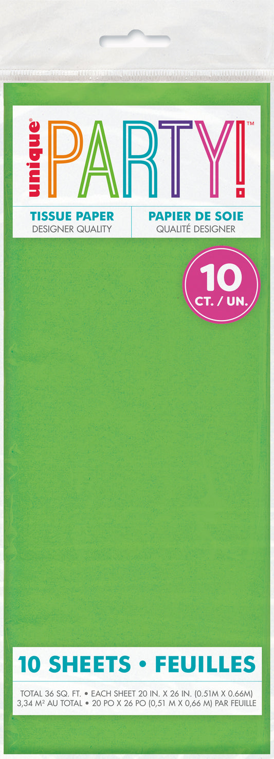 Lime Green Tissue Sheets, 10-pc