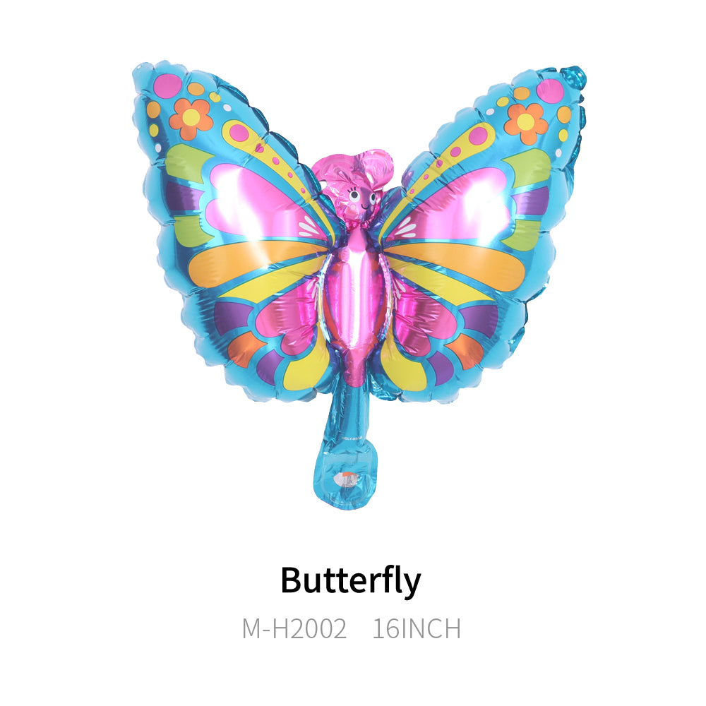 Foil Metallic Pink and Blue Butterfly Balloon, 16"