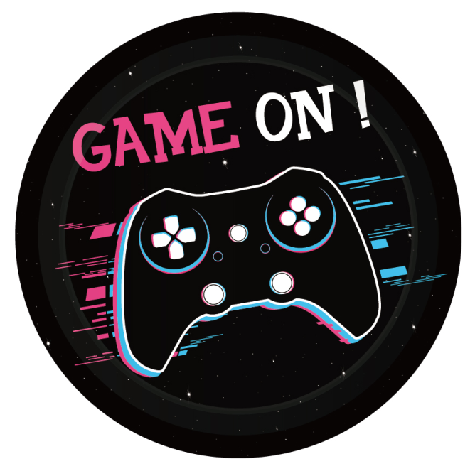 Game On Black Plates 7", 8-pc