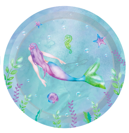 Mermaid Purple Hair Plates 7", 8-pc