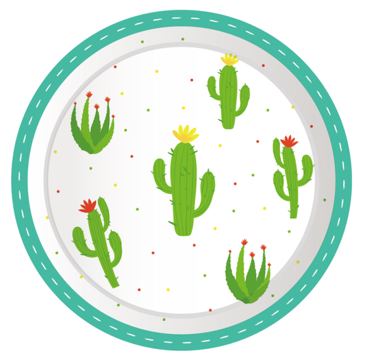 Assiettes lama et cactus 7", 8 pièces