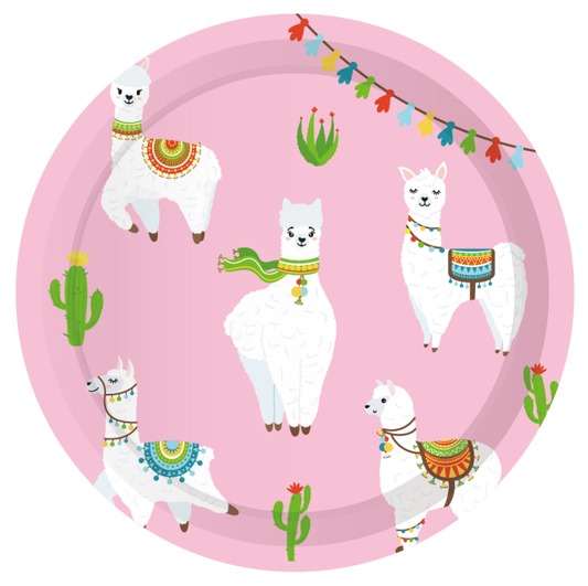 Assiettes Lama et Cactus 9", 8 pièces