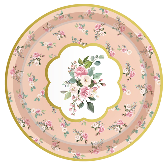 Tea and Roses Plates 7", 8-pc