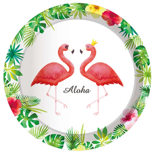 Pineapple and Pink Flamingo Plates 7", 8-pc