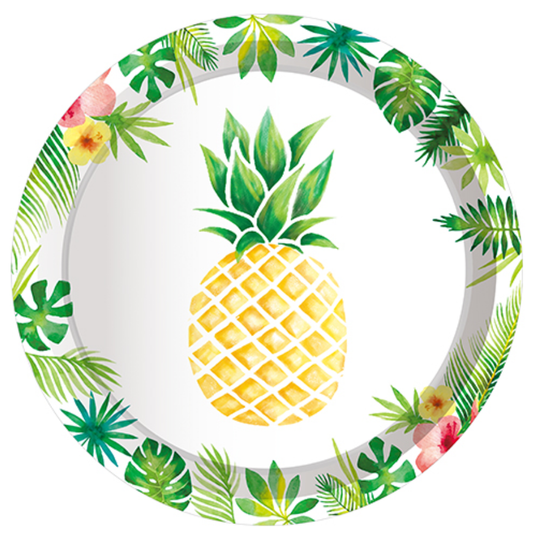 Pineapple and Pink Flamingo Plates 9", 8-pc