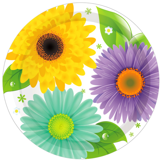 Flower Set Plates 7", 8-pc