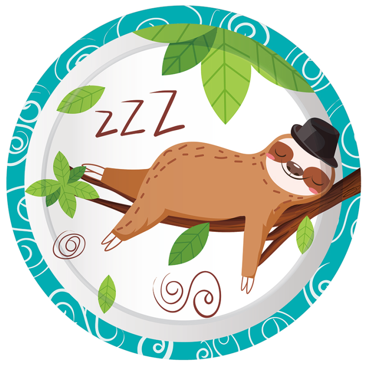 Hanging Sloth Plates 7", 8-pc