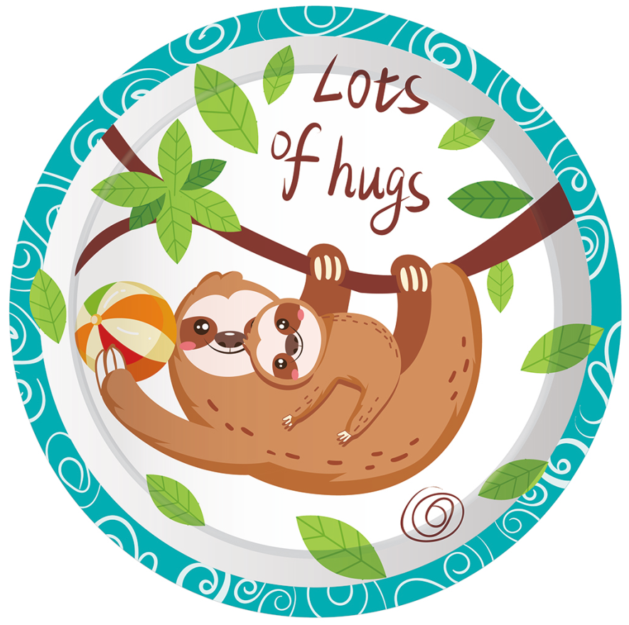 Hanging Sloth Plates 9", 8-pc