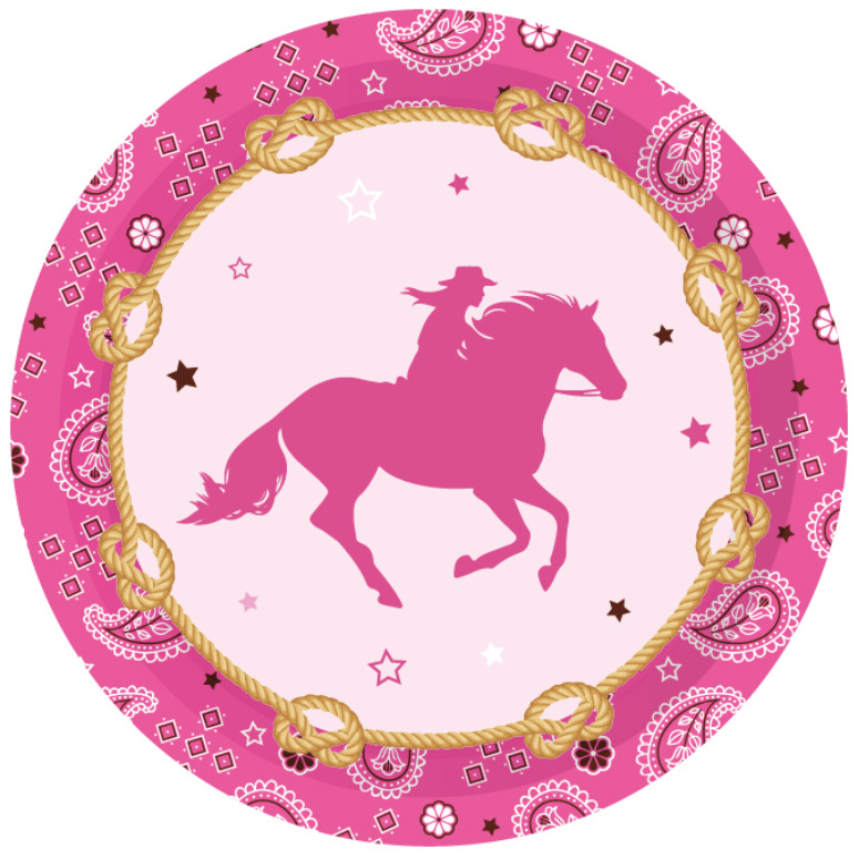 Assiettes Cowgirl 7", 8 pièces