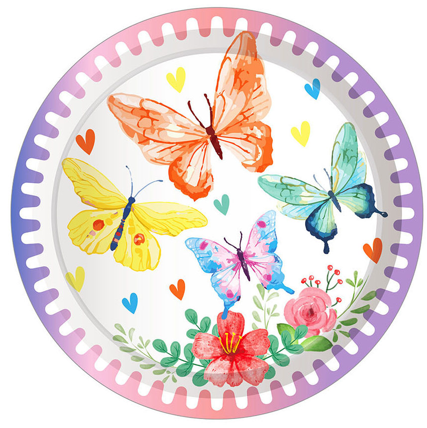 Butterfly Plates 7", 8-pc