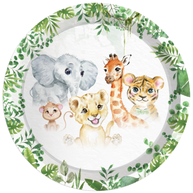 Watercolor Safari Animals Plates 9", 8-pc