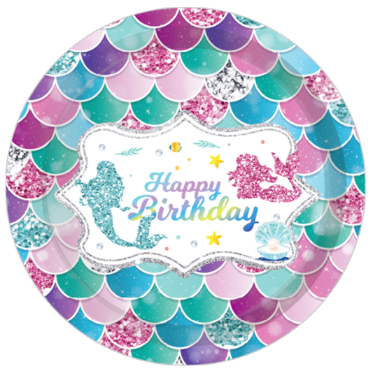 Party Like A Mermaid Plates 7", 8-pc