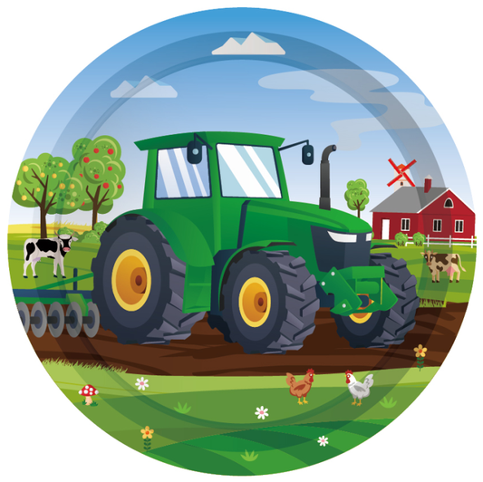 Farm Tractor Plates 7", 8-pc