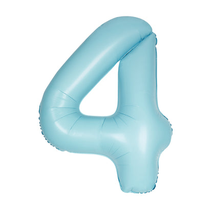 Ballon aluminium en forme de numéro 4 bleu poudré mat, 34" 