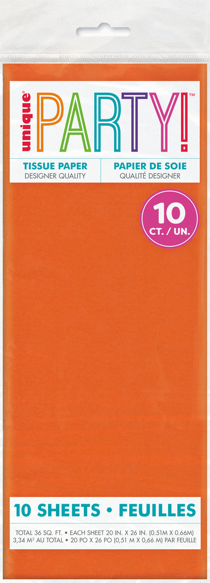 Feuilles de papier de soie orange, 10 pces 