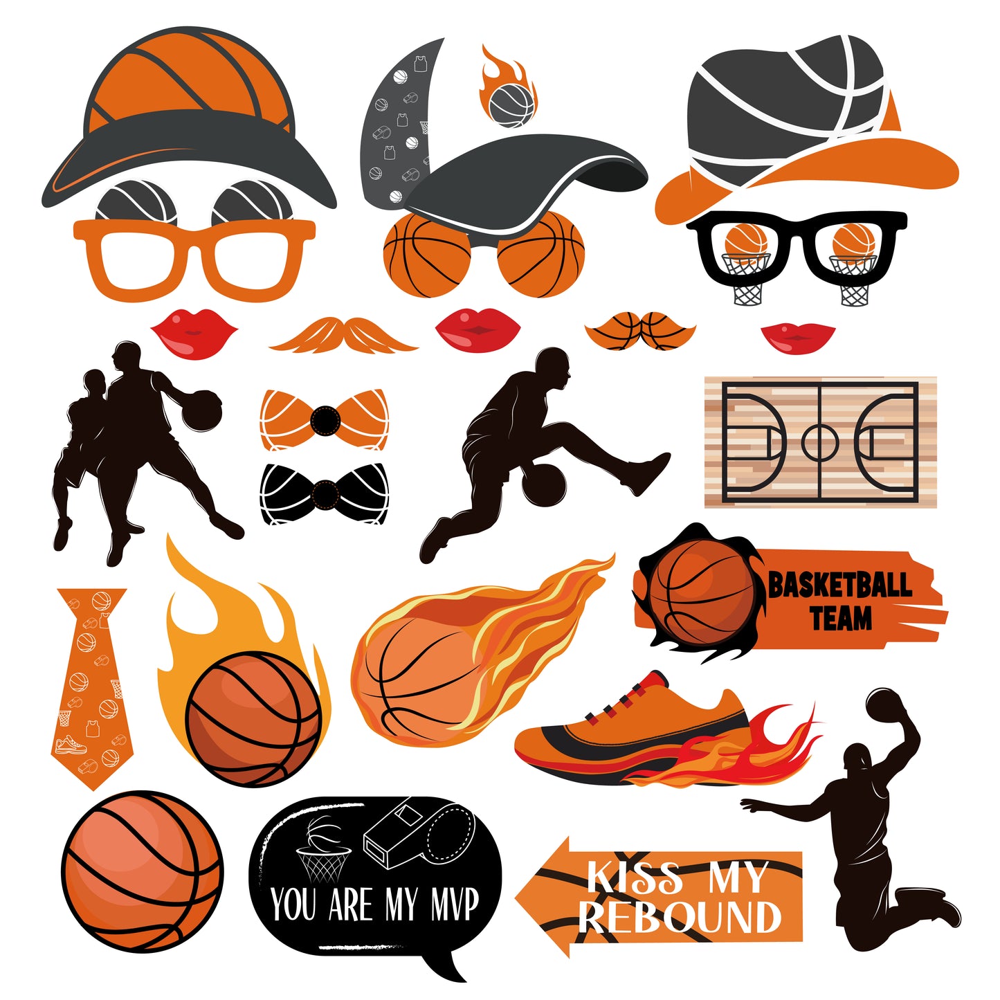 Accessoires de photomaton de basket-ball