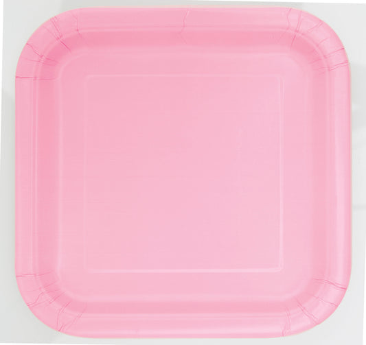Assiettes plates carrées de 9 po Lovely Pink, 14 pces