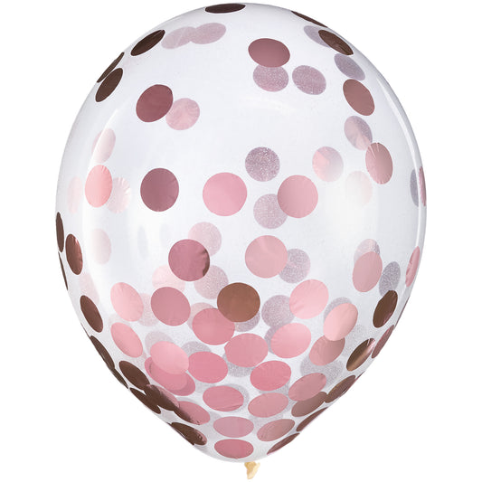 Pink 12" Latex Balloon With Confetti, 6-pc