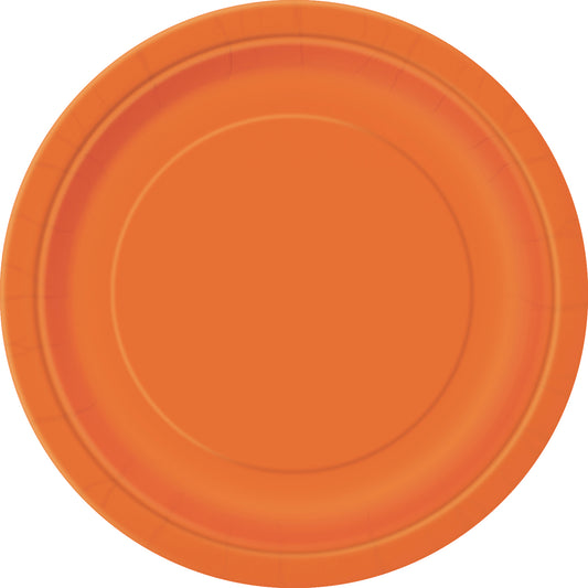 Pumpkin Orange Solid Round 9" Dinner Plates, 16-pc