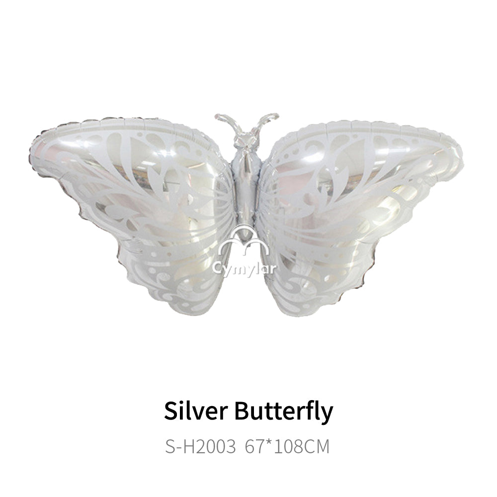 Foil Silver Butterfly Balloon, 43"
