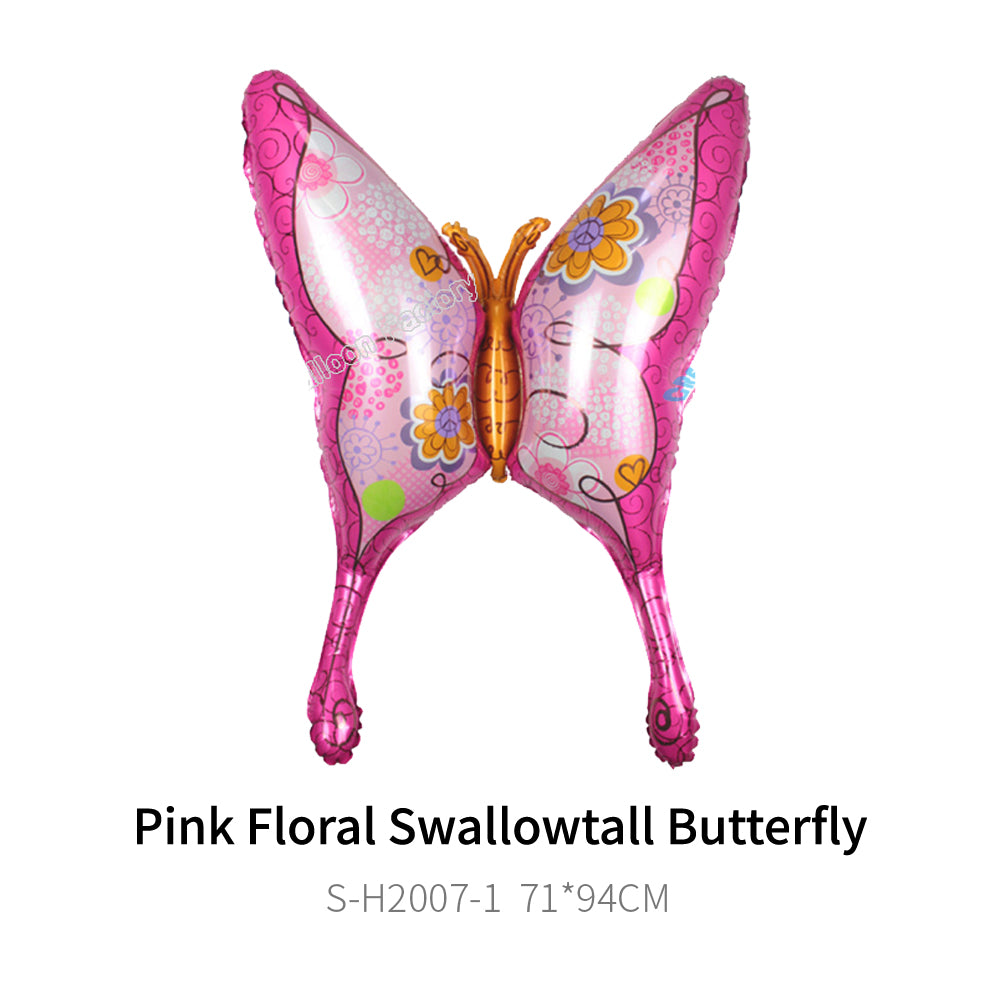Foil Pink Floral Butterfly Balloon, 37"