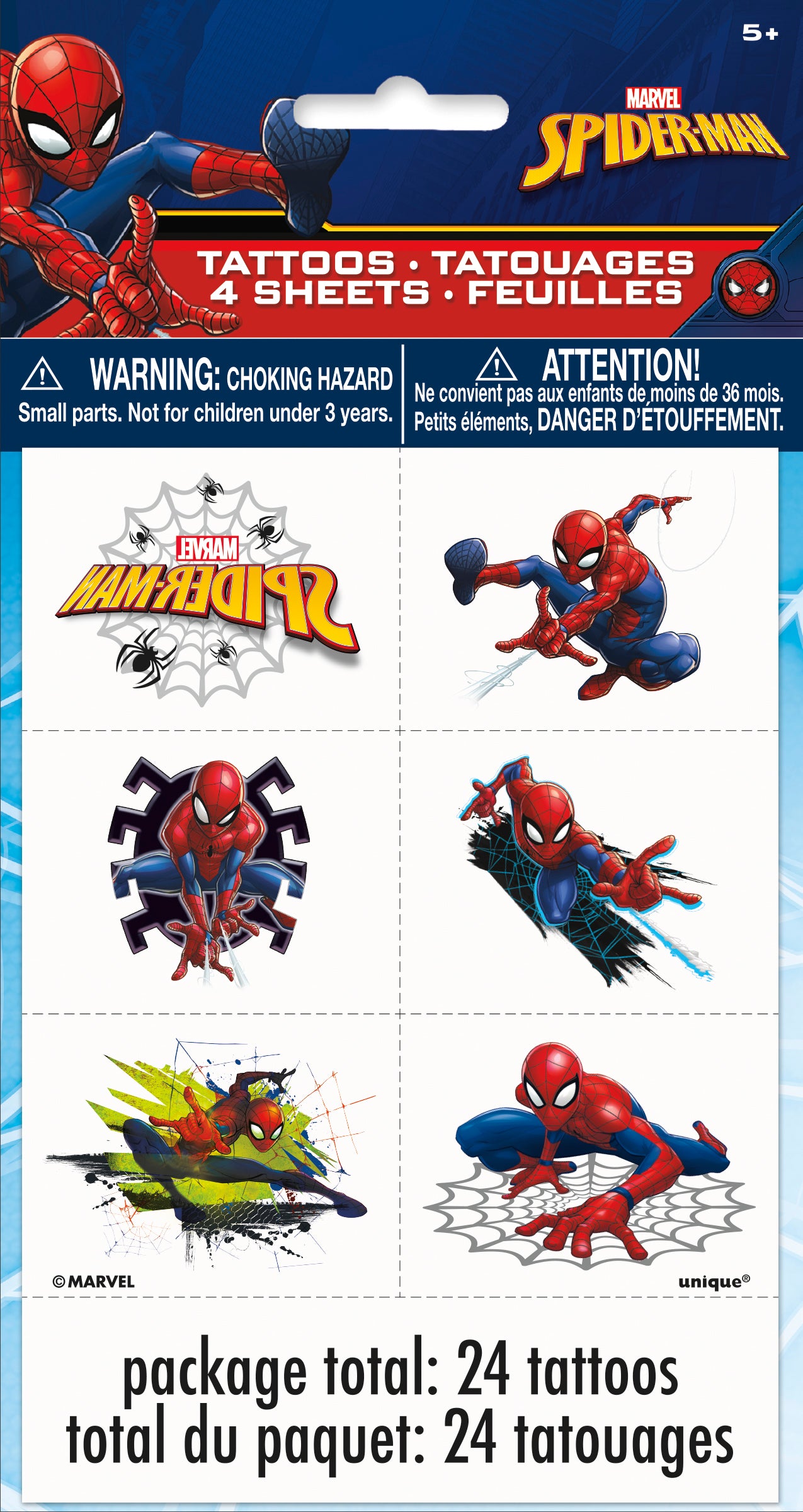 Spider-Man Tattoos, 24-pc