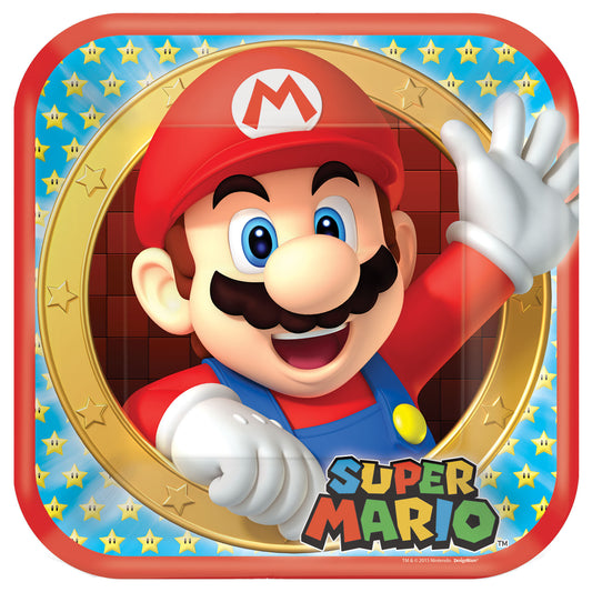 Super Mario Brothers 9" Square Plates, 8-pc