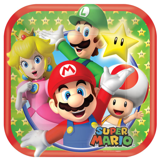 Super Mario Brothers Square 7" Plates, 8-pc