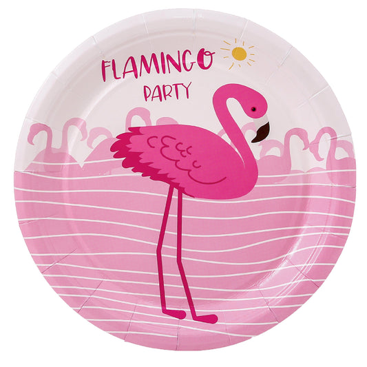Pink Flamingo Plates 7", 8-pc