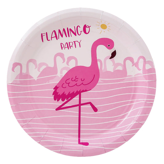 Pink Flamingo Plates 9", 8-pc