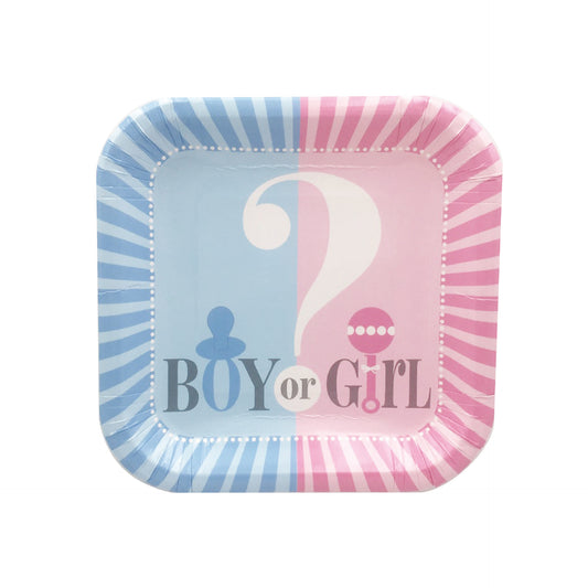 Gender Reveal Blue and Pink Plates 7", 16-pc