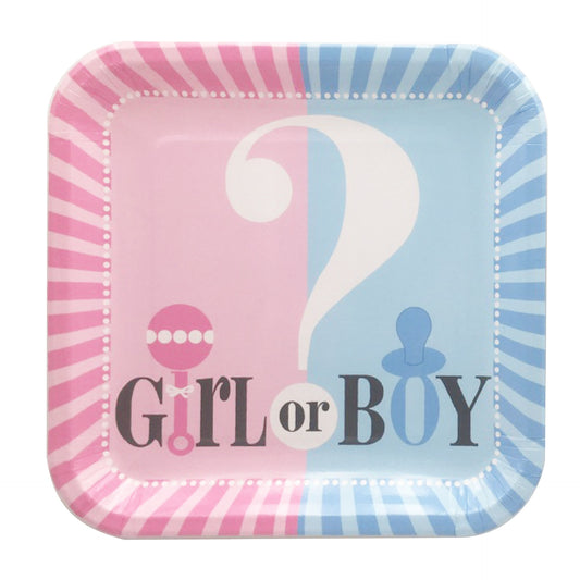 Gender Reveal Blue and Pink Plates 9", 16-pc
