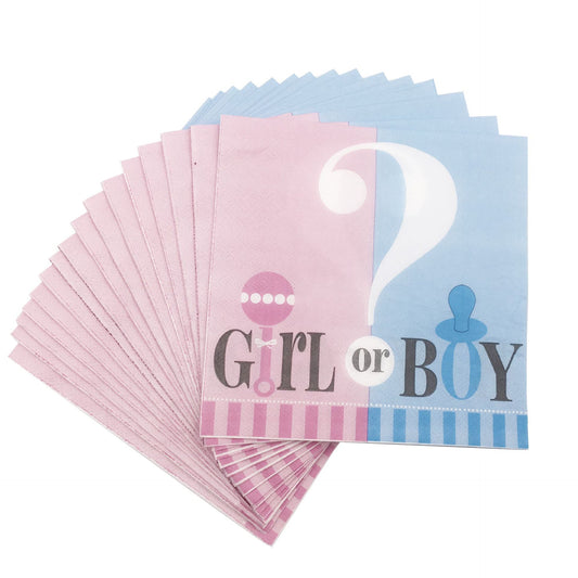 Gender Reveal Blue and Pink Napkins, 16-pc