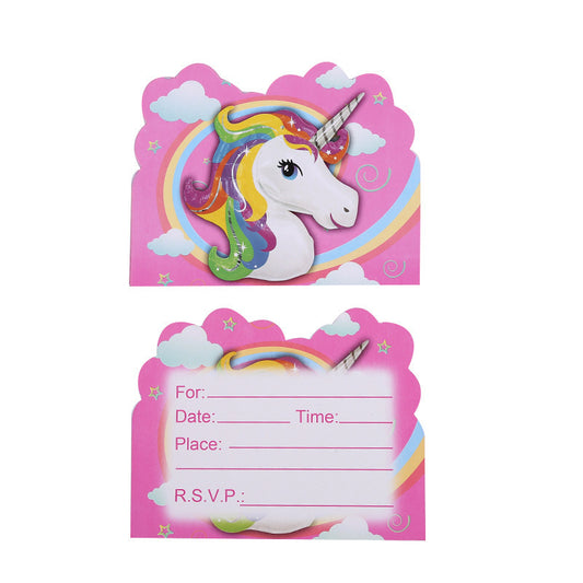 Unicorn Pony Invitation Cards, 10-pc
