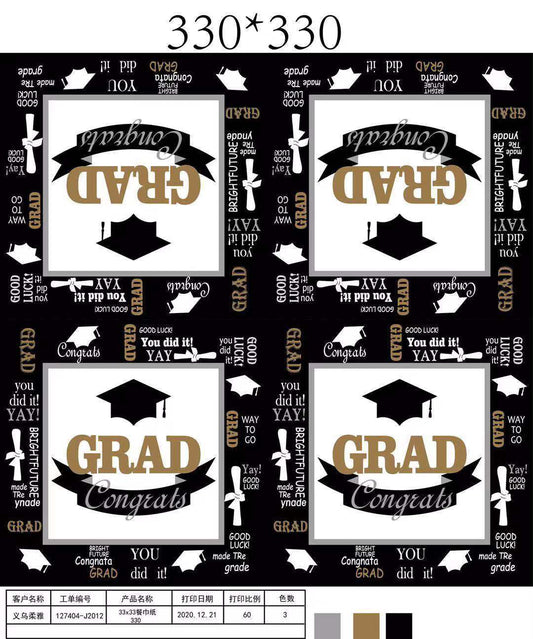 Serviettes Graduation blanches, noires et dorées, 20 pces