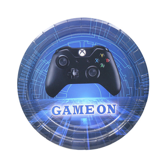 Game On Blue Plates 7", 16-pc