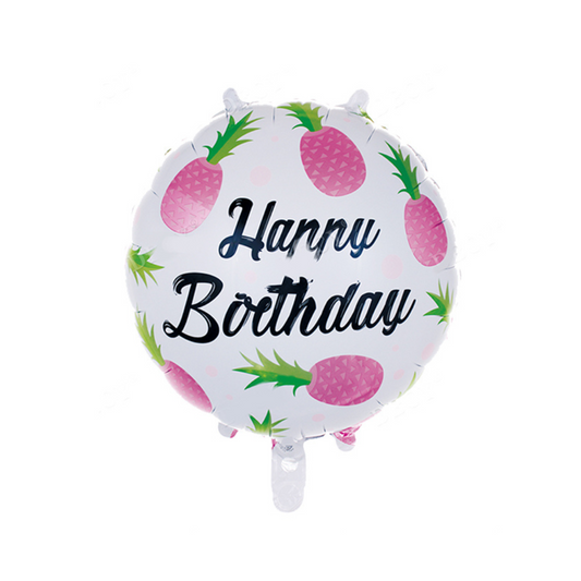 Foil Happy Birthday Pink Pineapple Balloon, 18"