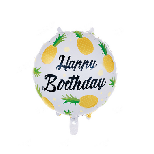 Foil Happy Birthday Yellow Pineapple Balloon, 18"