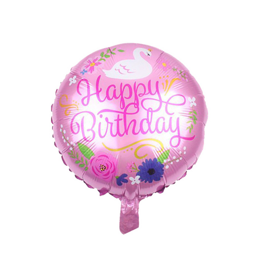 Foil Happy Birthday Blue Swan Balloon, 18"