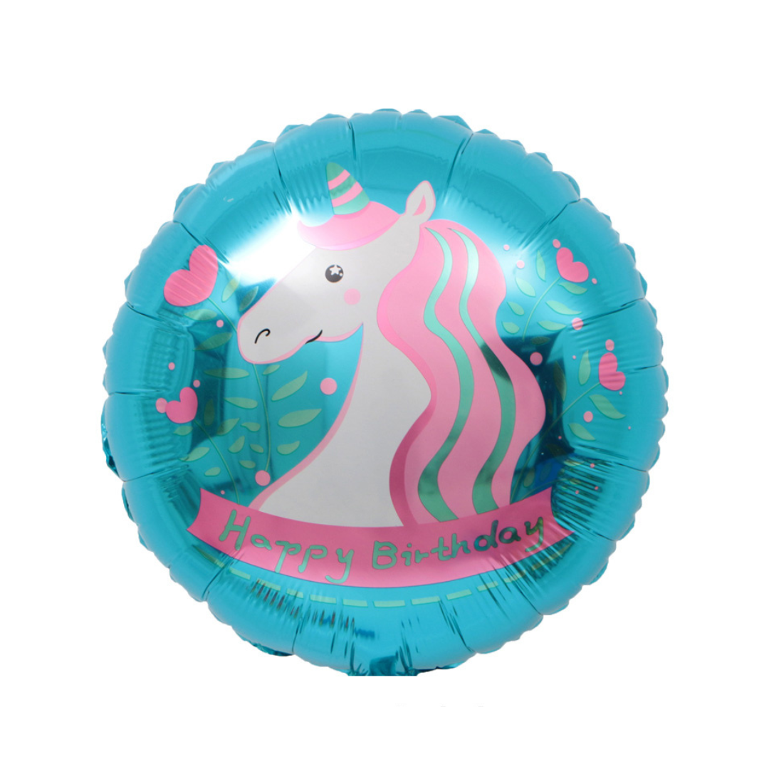 Foil Happy Birthday Blue Unicorn Balloon, 18"