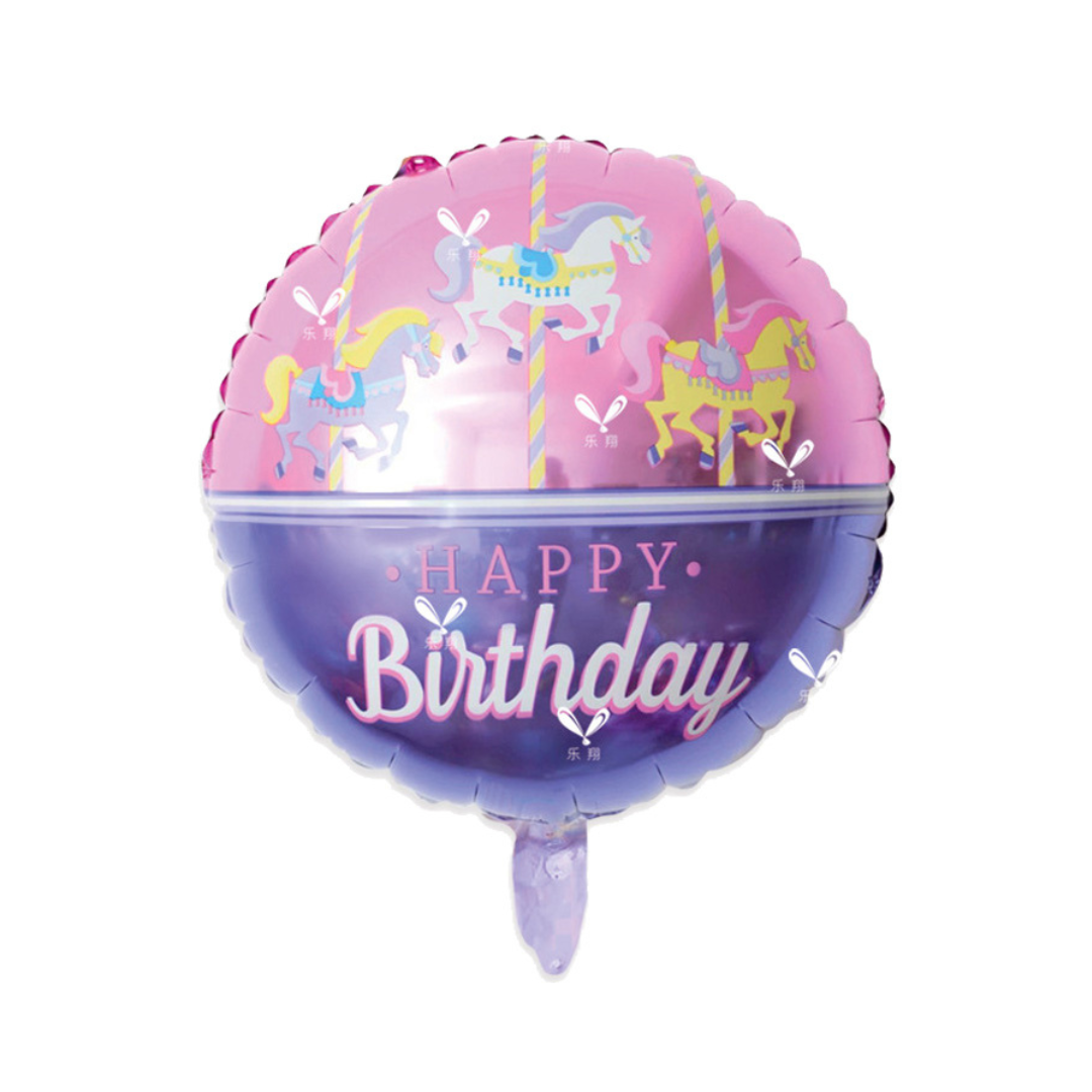 Foil Happy Birthday Caroussel Balloon, 18"