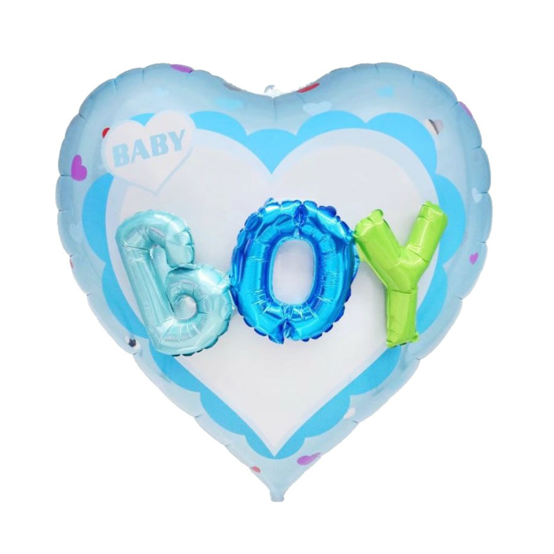 Foil Boy Heart Balloon, 36"